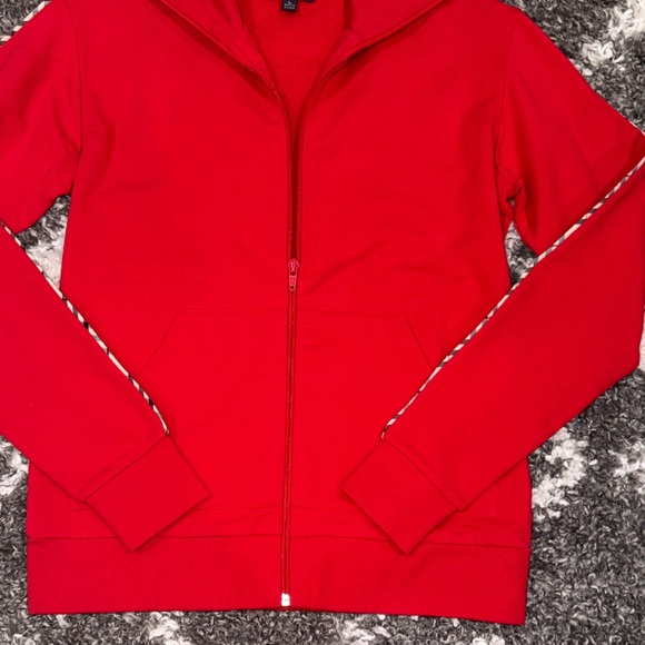 NWOT Burberry London Red Full-Zip Collared Jacket Sweater - L - Picture 4 of 5